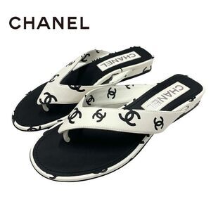 Chanel Sandals Shoes Leather White Black Thong Sandals Flat Sandals Heremark
